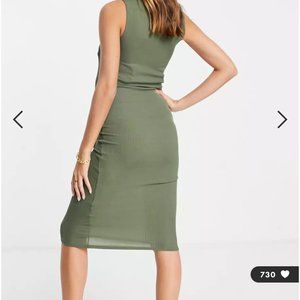 Flounce London Maternity midi dress in khaki green US 12